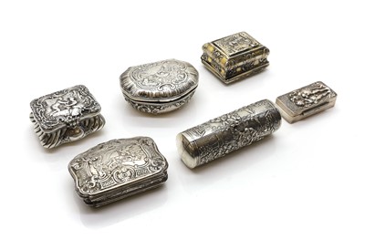 Lot 63 - A group of six German silver boxes