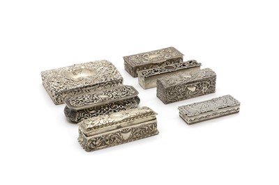 Lot 110 - A group of seven silver boxes