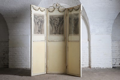 Lot 65 - An Edwardian painted three-fold screen