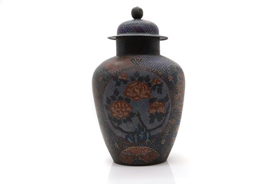 Lot 224A - A Japanese cloisonne polychrome vase and cover