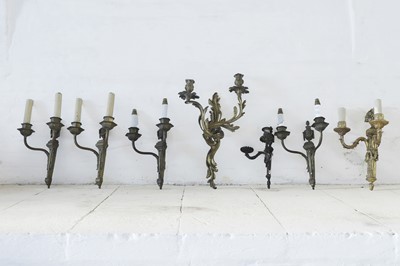 Lot 183 - A set of four twin-branch neoclassical wall lights