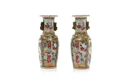 Lot 163 - A pair of Chinese famille rose porcelain vases