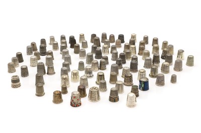 Lot 63 - A large collection of silver thimbles