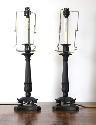 Lot 146 - A pair of bronze table lamps