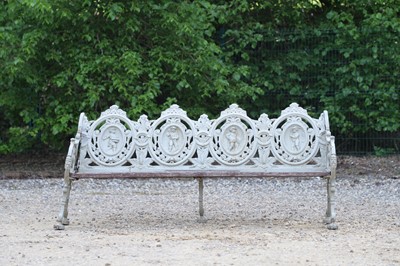 Lot 680 - A painted cast iron garden seat