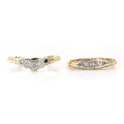 Lot 301 - Two diamond five stone rings