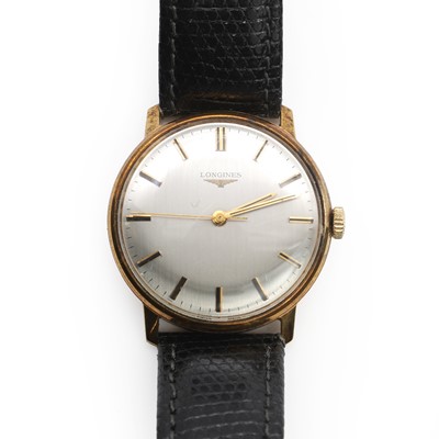 Lot 535 - A gold Longines mechanical strap watch