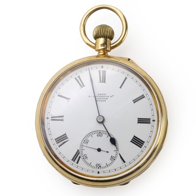 Lot 525 - An 18ct gold top wind open faced pocket watch, by Dent