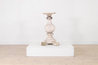 Lot 381 - A carved alabaster pedestal