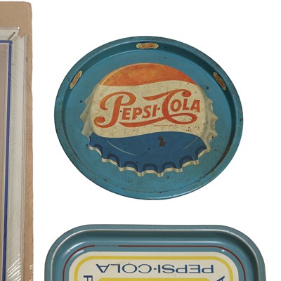 Lot 187 - Two soft drink advertising posters and four tin trays