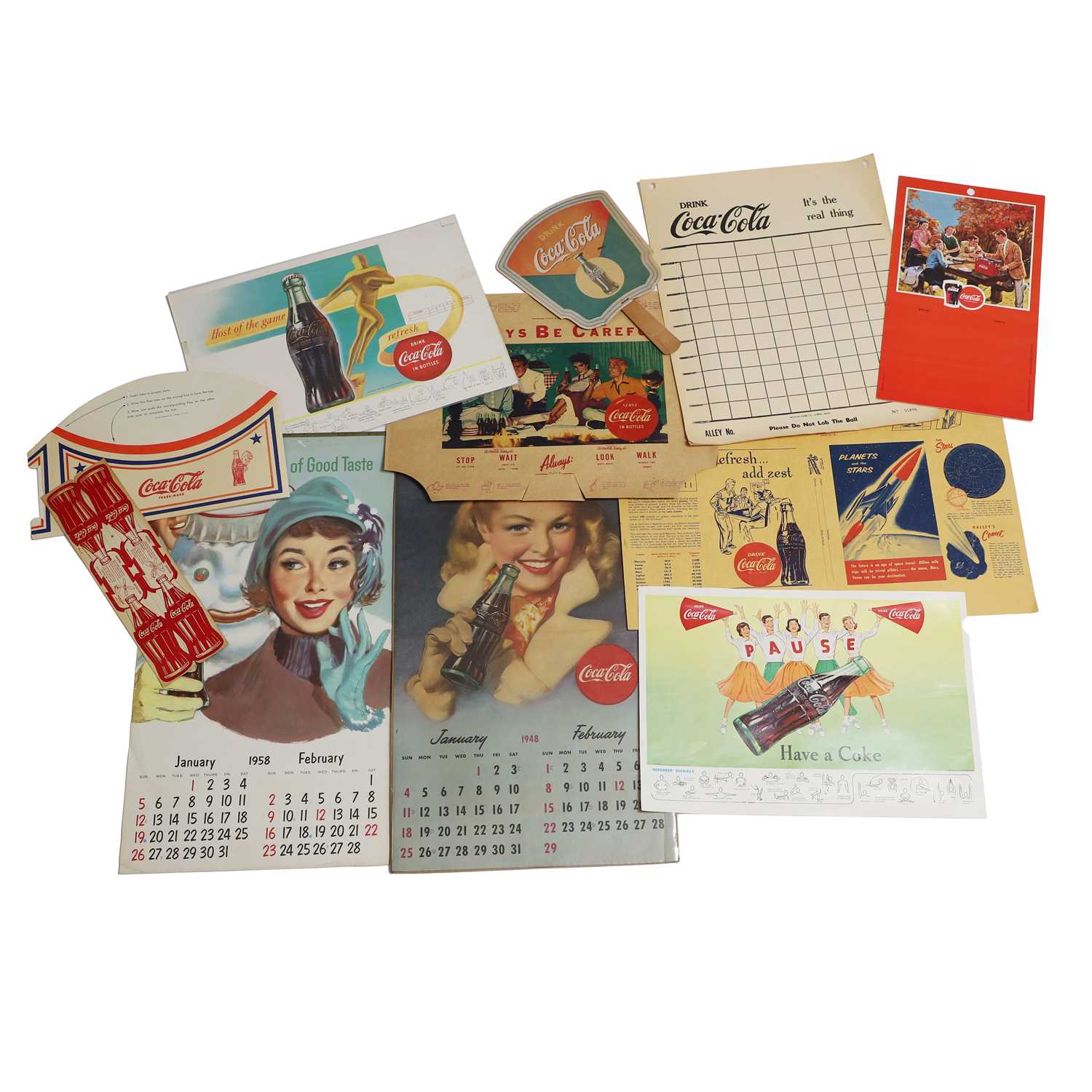 Lot 184 - A group of Coca-Cola advertising calendars and ephemera