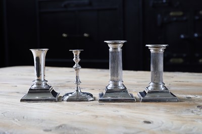 Lot 261 - Two Victorian small silver column candlesticks