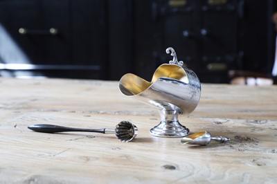 Lot 232 - A silver kettle extinguisher and a silver-plated sugar scuttle