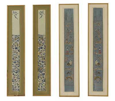 Lot 437 - Two pairs of Chinese embroidered sleeve borders