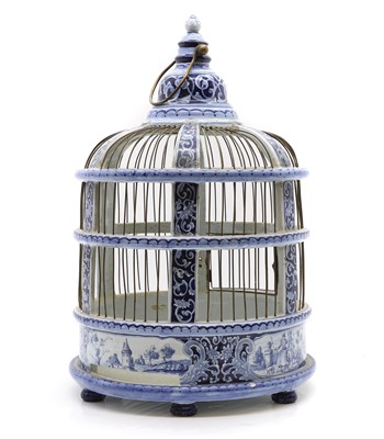 Lot 136 - A Delft pottery birdcage