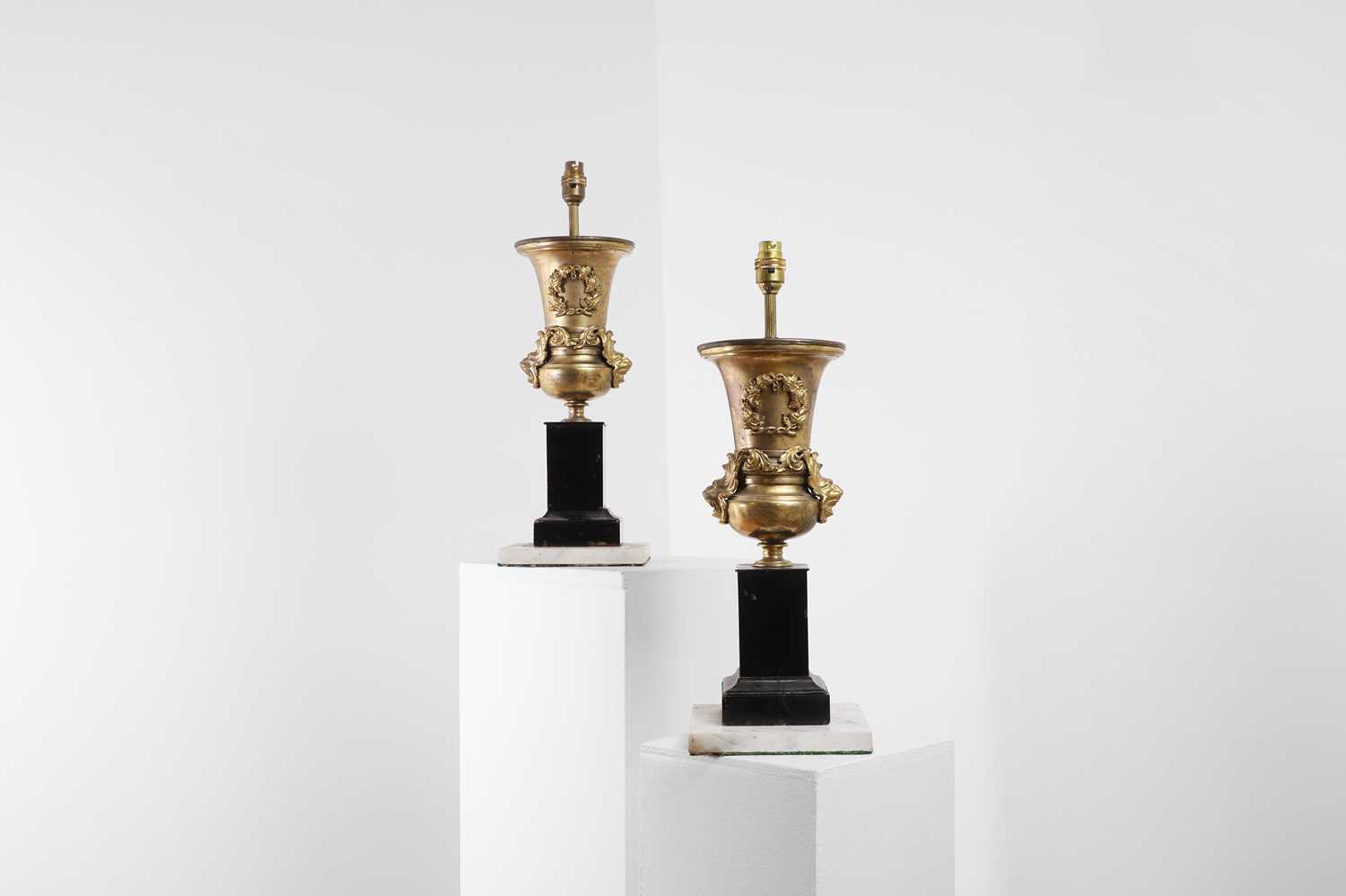 Lot 161 - A pair of gilt-metal table lamps