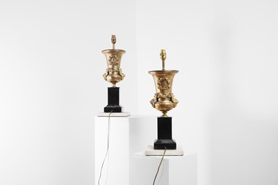 Lot 161 - A pair of gilt-metal table lamps