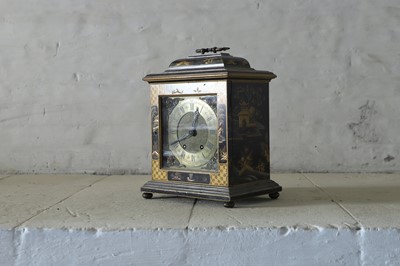 Lot 122 - A Queen Anne Revival lacquered cased bracket clock