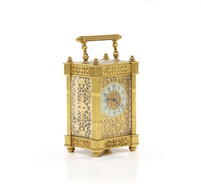 Lot 410 - A French gilt metal carriage clock