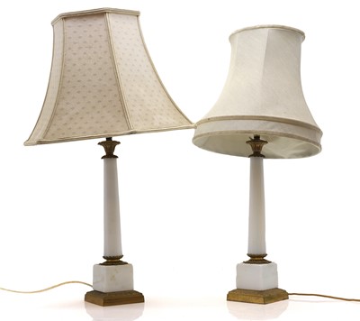 Lot 245 - A pair of opaque and porcelain table lamps