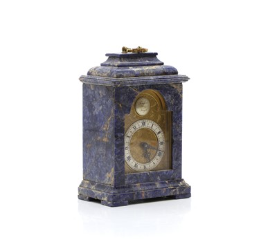 Lot 212 - A lapis lazuli miniature bracket clock