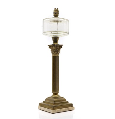 Lot 244 - A Corinthian column brass lamp