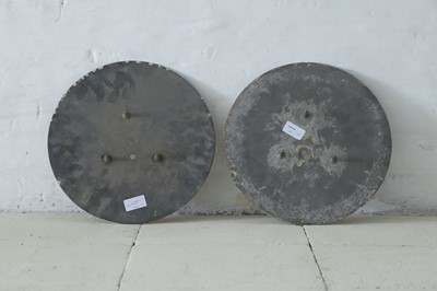 Lot 376 - Two painted clock dials