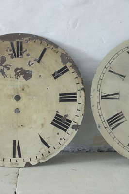Lot 376 - Two painted clock dials