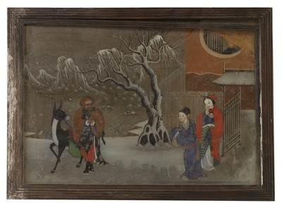 Lot 155 - A Chinese reverse glass painting