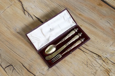 Lot 259 - A Victorian silver-gilt child's cutlery set