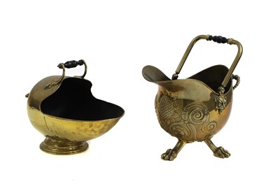 Lot 588 - A brass coal scuttle