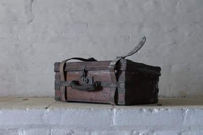 Lot 272 - A brass and leather cartridge magazine