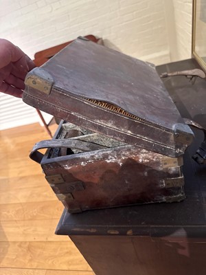Lot 272 - A brass and leather cartridge magazine
