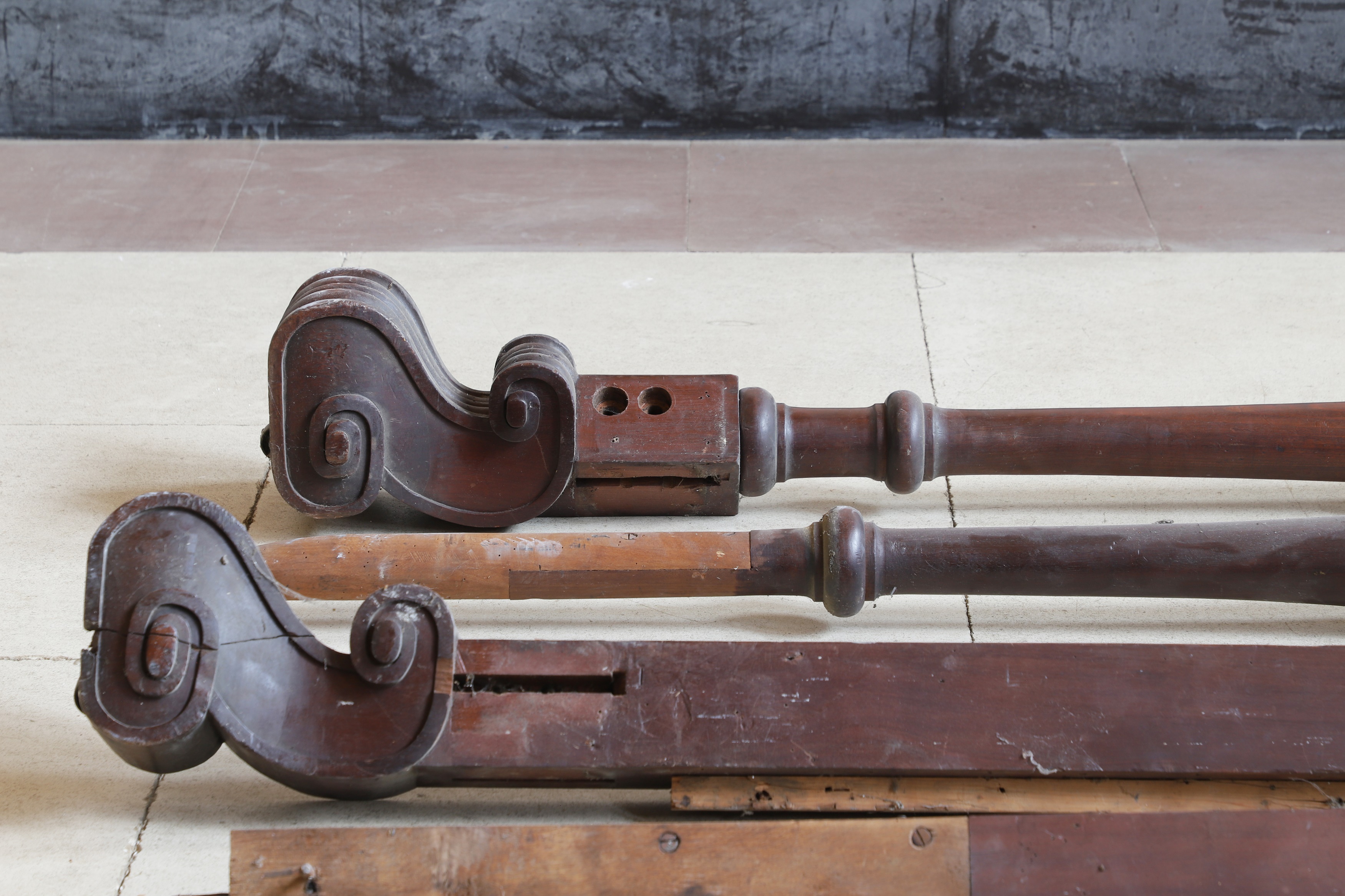 Lot 204 - A group of mahogany bedposts,