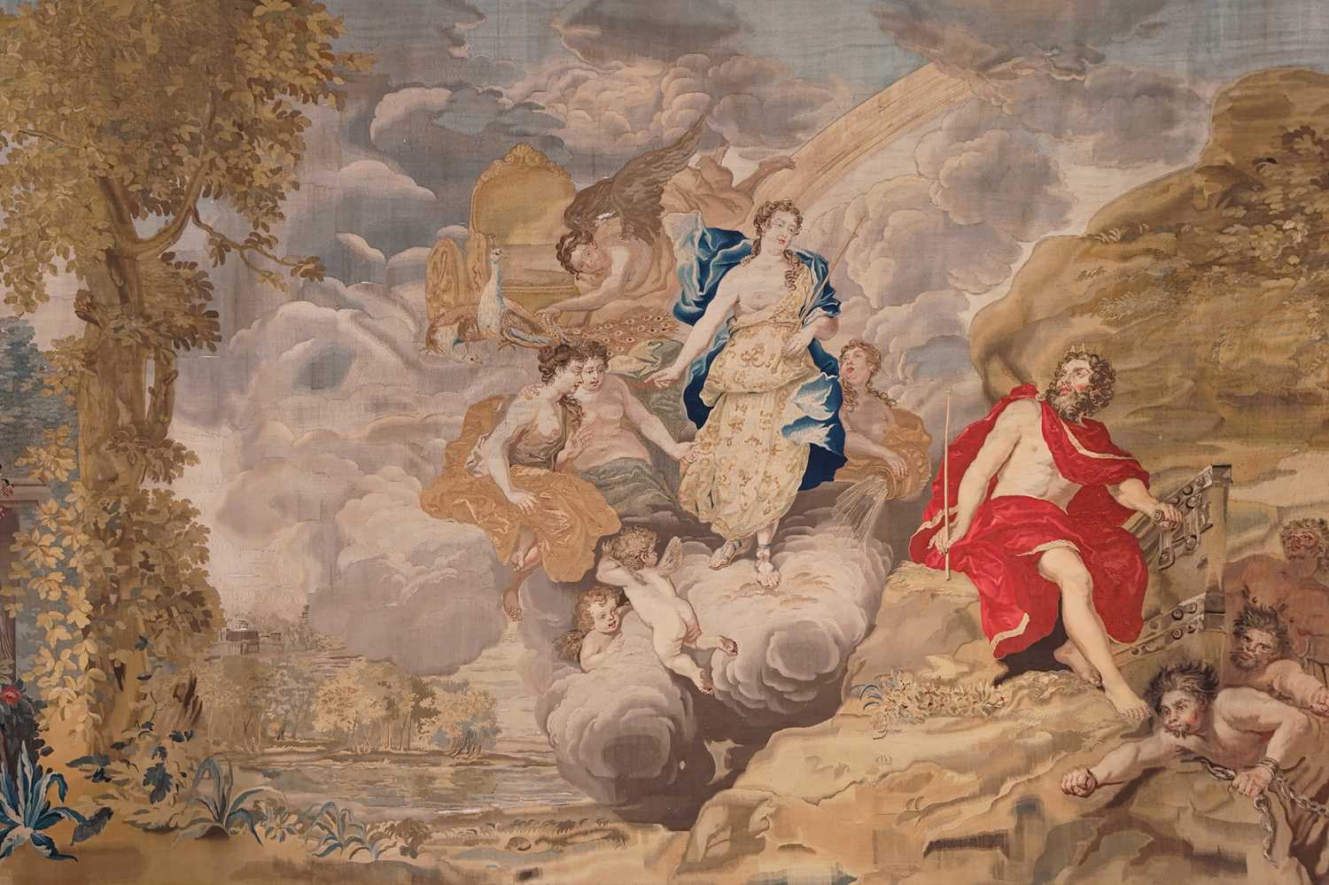 Lot 213 - A Louis XV Gobelins mythological tapestry depicting Juno and Aeolus