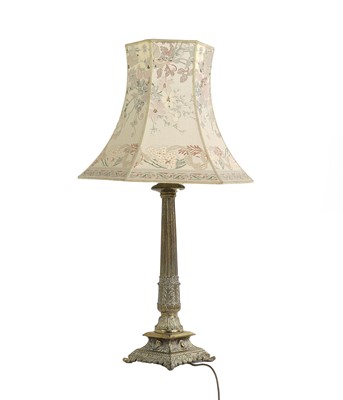 Lot 519 - A brass column table lamp