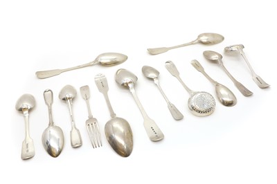 Lot 99 - A collection of silver Fiddle pattern flatware