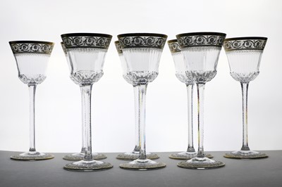 Lot 263 - A set of eight St Louis 'Thistle' pattern hock glasses