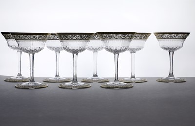 Lot 264 - A set eight of St Louis 'Thistle' pattern champagne coupes