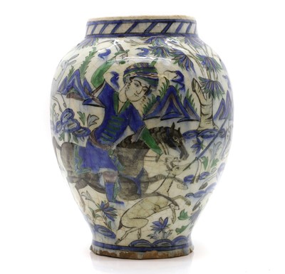 Lot 184 - A Qajar pottery vase