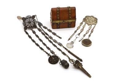 Lot 21 - A silver plated chatelaine