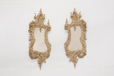 Lot 650 - A pair of painted wooden mirrors