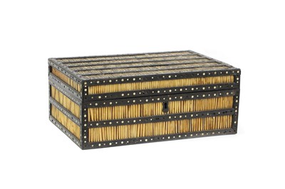 Lot 317 - A Sinhalese porcupine quill, ebony and ivory workbox