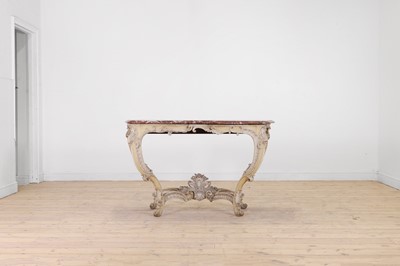 Lot 98 - A Louis XV painted oak console table