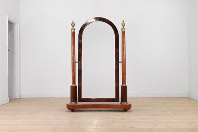 Lot 102 - An Empire flame mahogany cheval mirror