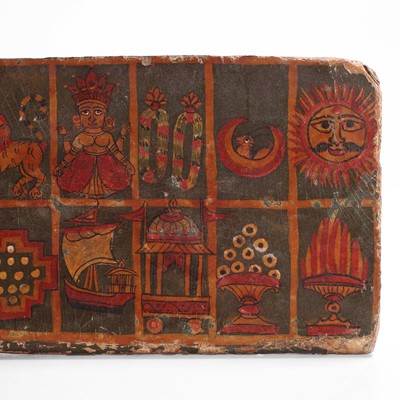 Lot 435 - Two Jain painted and lacquered wooden manuscript covers