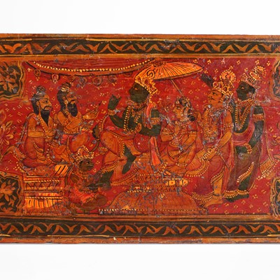 Lot 435 - Two Jain painted and lacquered wooden manuscript covers