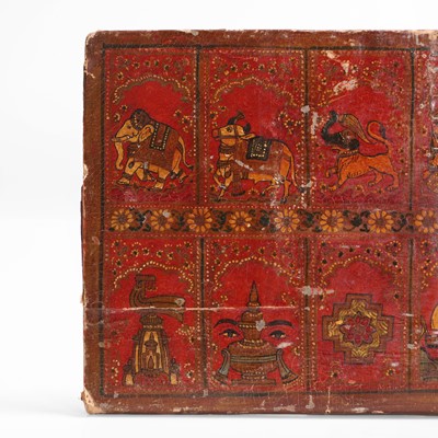 Lot 435 - Two Jain painted and lacquered wooden manuscript covers