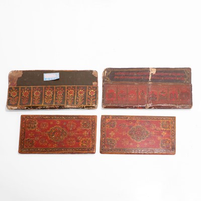 Lot 435 - Two Jain painted and lacquered wooden manuscript covers