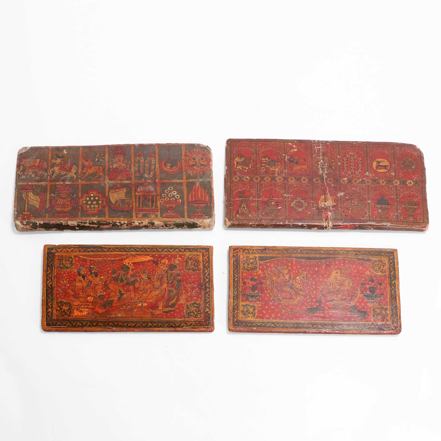Lot 435 - Two Jain painted and lacquered wooden manuscript covers